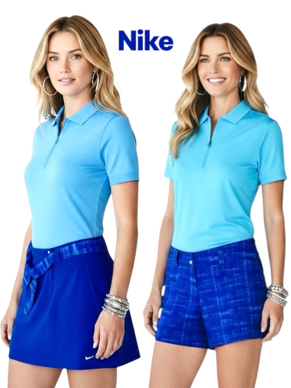 Nike Golf Skirt Skort Performance Blue Convertible 8 Pockets Belted Sz 8